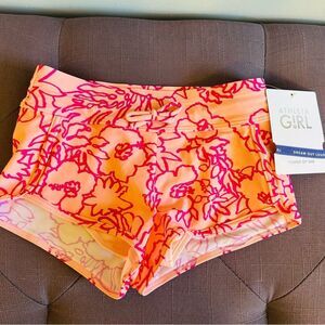 NWT Athleta Girl Cannonball Coral and Pink Floral Swim Shorts!